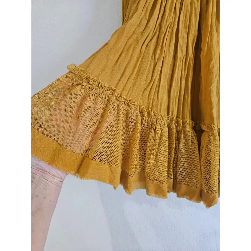 Free People Festival Crinkle Mesh Detail Mini Skirt, Size L - Picture 5 of 10